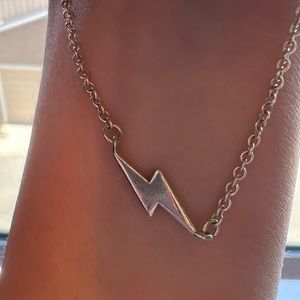 Sterling Silver Lightning Bolt Necklace 17”